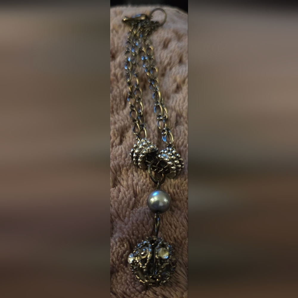 Vintage Brushed Gold Orb Bracelet With Silver Accents